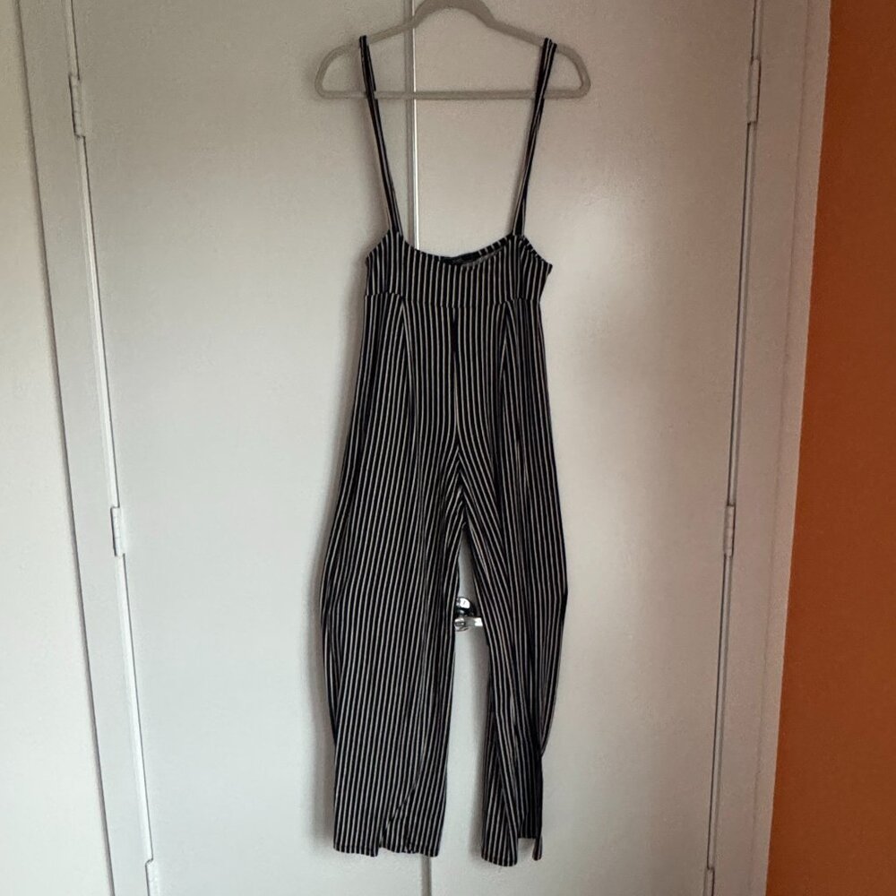 Striped suspender pants